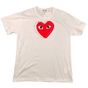 Comme des Garçons PLAY studded heart t-shirt in white Unisex XL NWT